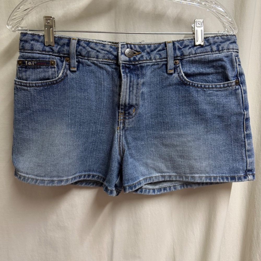 lei Life Energy Intelligence Womens Y2K Denim Shorts Medium Wash Blue 7 Cotton